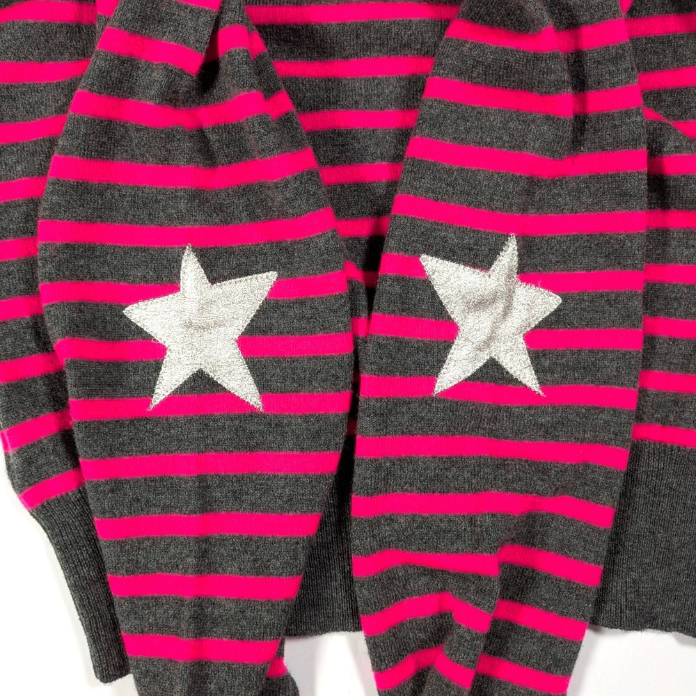 Zadig & Voltaire Ava Wool Cashmere Striped Star Sweater Gray Pink Girls 16 / 16Y - Picture 6 of 12